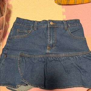 SHEIN Denim Skater Skirt with Ruffle Hem